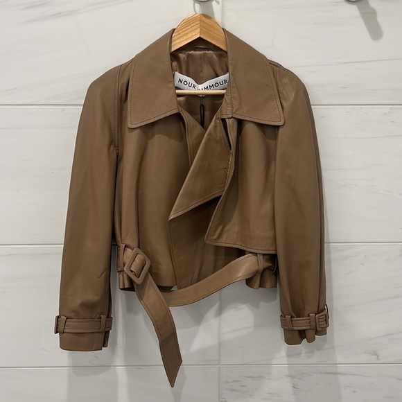 Nour Hammour | NWT SOLD OUT Hatti Leather Jacket in Sand - Size FR 34/US 2 - Picture 4 of 14